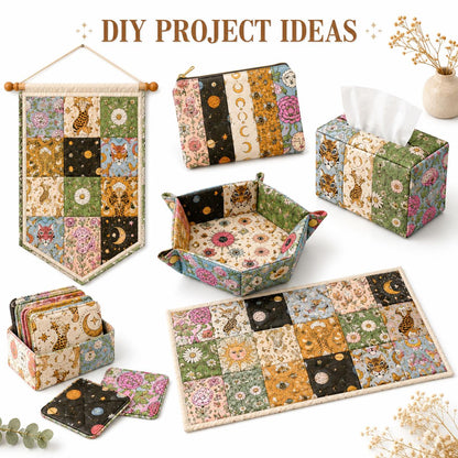 10pcs Charm Pack Set Floral Bee Pattern Vintage Style Handmade DIY with Rich Color and Texture Elements 100% Polyester Patchwork in 10 Design Styles Suitable for Patchwork DIY Craft Projects DIY Wallet Making Gift Giving Bag Making Mother's Day Gift