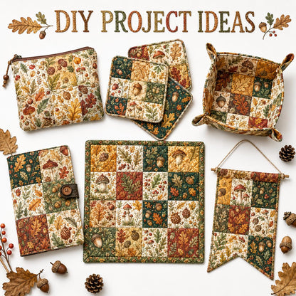 10Pc/Set Autumn Leaves Mushroom Pinecones Series Fat Quarter Fabric, Pre-Cut Square Fabric Assort, Fabric Set, Craft Fabric, Handmade DIY Patchwork Fabric,Home Quilting Sewing Fabric, Packaging Fabric, Scrapbooking Craft Hobbyist