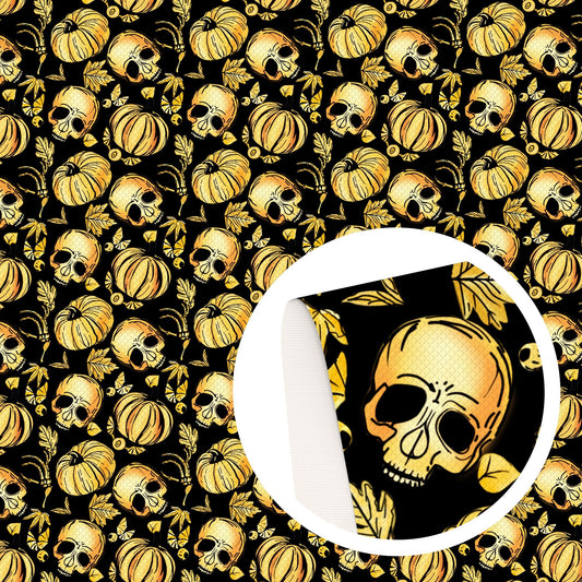 leaf leaves tree halloween skull ghost skeleton bones pumpkin bat fabric