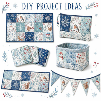 10Pc/Set Christmas Series Bird Squirrel Leaves Fat Quarter Fabric, Pre-Cut Square Fabric Assort, Fabric Set, Craft Fabric, Handmade DIY Patchwork Fabric,Home Quilting Sewing Fabric, Packaging Fabric, Scrapbooking Craft Hobbyist