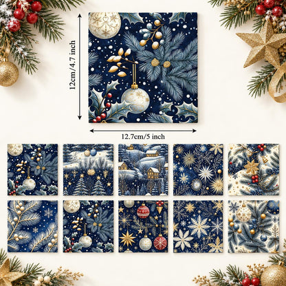 10Pc/Set Christmas Series Star Tree Holly House Fat Quarter Fabric, Pre-Cut Square Fabric Assort, Fabric Set, Craft Fabric, Handmade DIY Patchwork Fabric,Home Quilting Sewing Fabric, Packaging Fabric, Scrapbooking Craft Hobbyist
