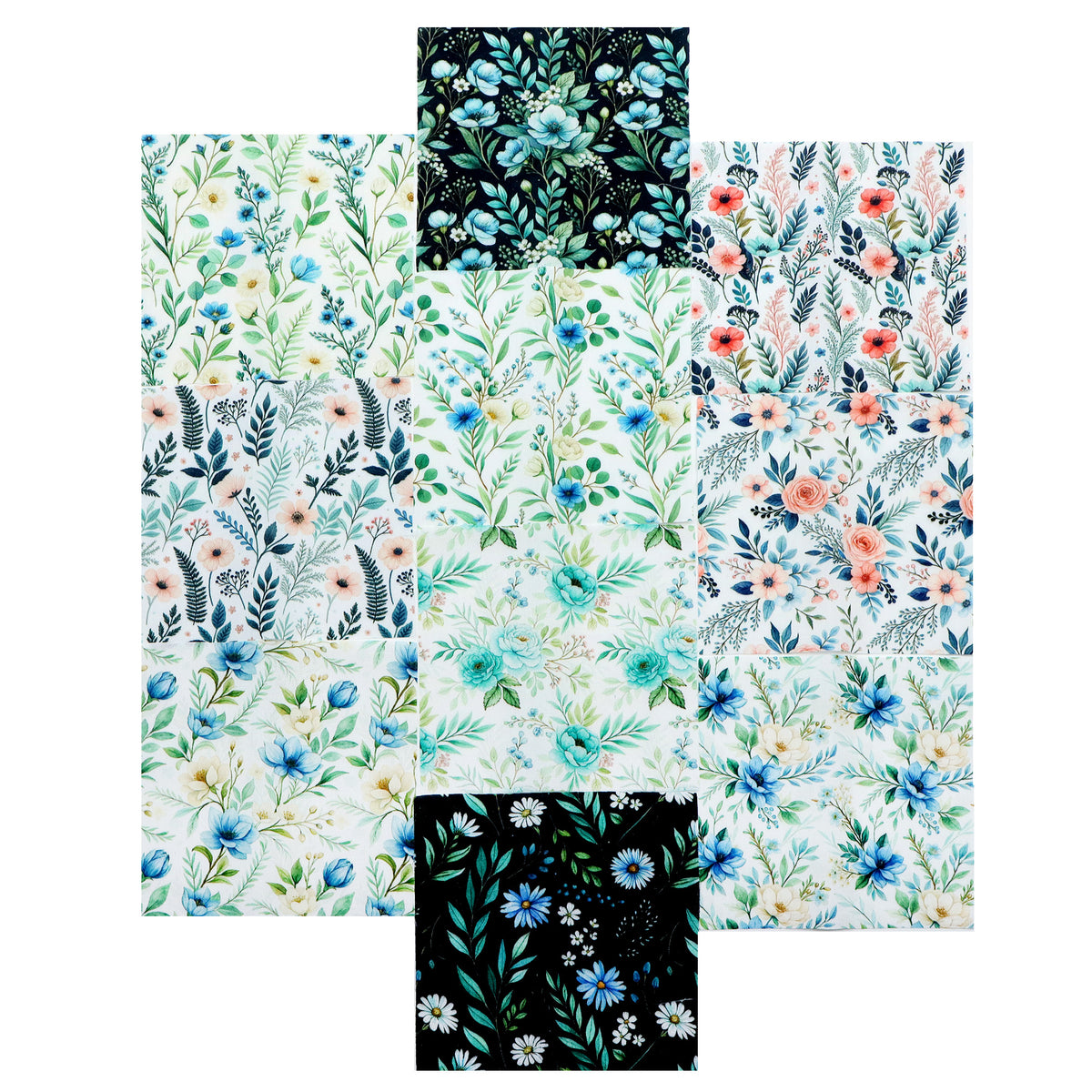 10Pc/Set Flower Series Daisy Leaves Fat Quarter Fabric, Pre-Cut Square Fabric Assort, Fabric Set, Craft Fabric, Handmade DIY Patchwork Fabric,Home Quilting Sewing Fabric, Packaging Fabric, Scrapbooking Craft Hobbyist