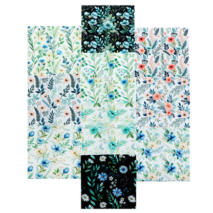 10Pc/Set Flower Series Daisy Leaves Fat Quarter Fabric, Pre-Cut Square Fabric Assort, Fabric Set, Craft Fabric, Handmade DIY Patchwork Fabric,Home Quilting Sewing Fabric, Packaging Fabric, Scrapbooking Craft Hobbyist
