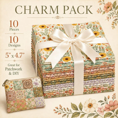 10pcs Charm Pack Set Floral Pattern Vintage Style Handmade DIY with Rich Color and Texture Elements 100% Polyester Patchwork in 10 Design Styles Suitable for Patchwork DIY Craft Projects DIY Wallet Making Gift Giving Bag Making Mother's Day Gift