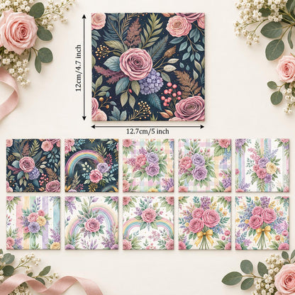 10Pc/Set Flower Plaid Series Fat Quarter Fabric, Pre-Cut Square Fabric Assort, Fabric Set, Craft Fabric, Handmade DIY Patchwork Fabric,Home Quilting Sewing Fabric, Packaging Fabric, Scrapbooking Craft Hobbyist