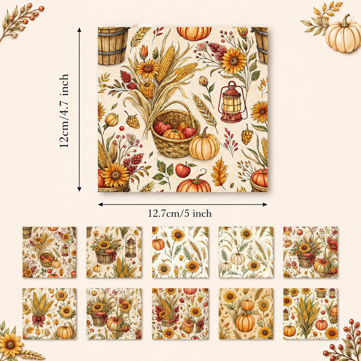 10Pc/Set Autumn Pumpkin Series Bowknot Corn Fat Quarter Fabric, Pre-Cut Square Fabric Assort, Fabric Set, Craft Fabric, Handmade DIY Patchwork Fabric,Home Quilting Sewing Fabric, Packaging Fabric, Scrapbooking Craft Hobbyist