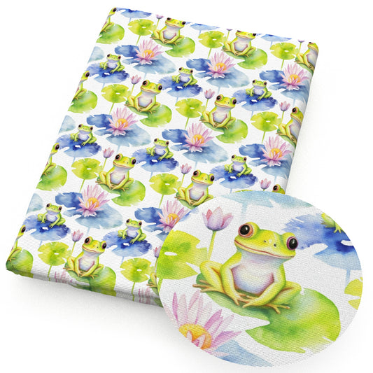 frog lotus flower fabric