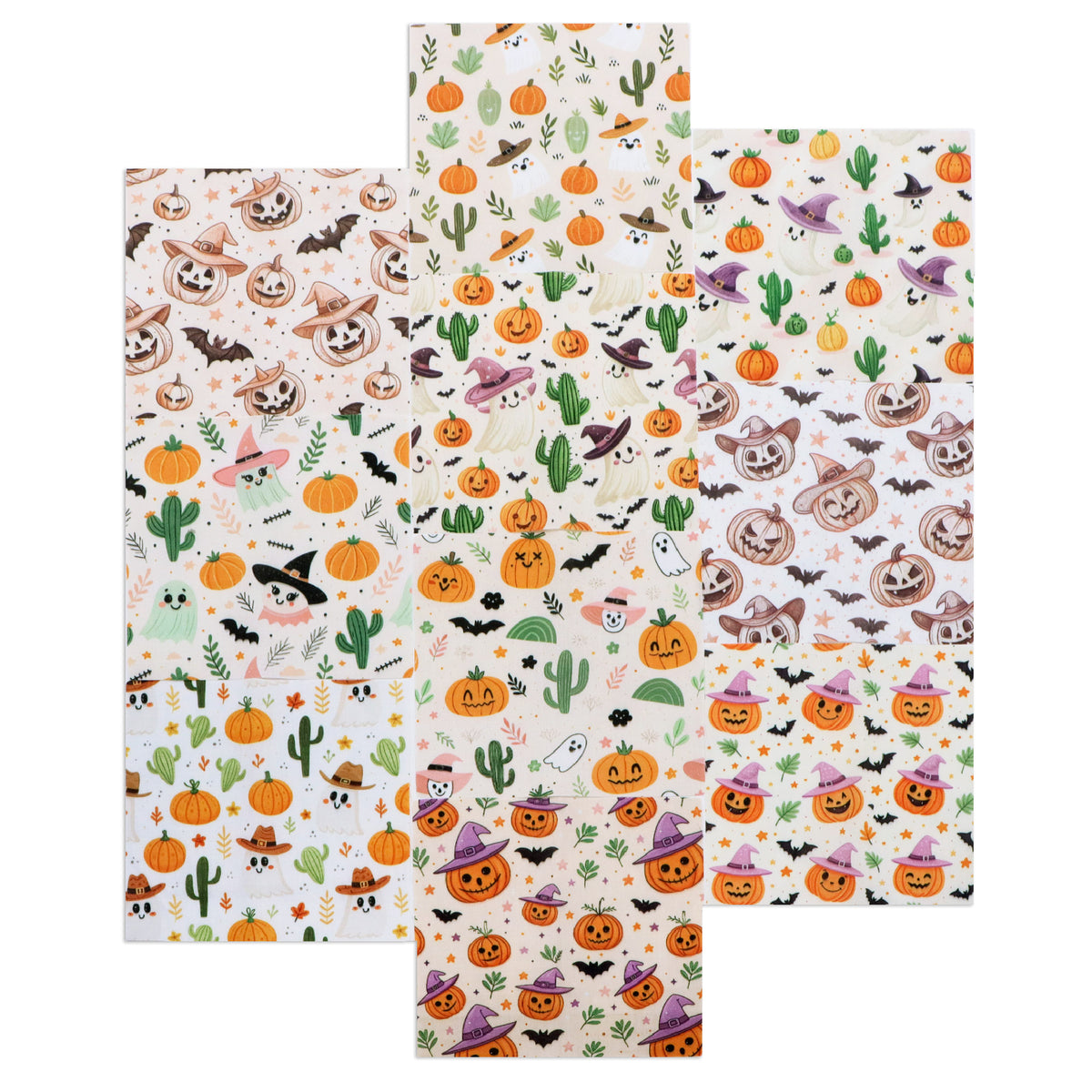 10pcs Charm Pack Set Halloween Pumpkin Ghost Holly Snow Pattern Vintage Style Handmade DIY with Rich Color and Texture Elements 100% Polyester Patchwork in 10 Design Styles Suitable for Patchwork DIY Craft Projects DIY Wallet Making Gift Giving Bag Making