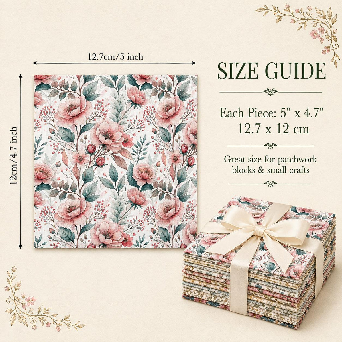 10Pc/Set Flower Series Butterfly Bowknot Fat Quarter Fabric, Pre-Cut Square Fabric Assort, Fabric Set, Craft Fabric, Handmade DIY Patchwork Fabric,Home Quilting Sewing Fabric, Packaging Fabric, Scrapbooking Craft Hobbyist