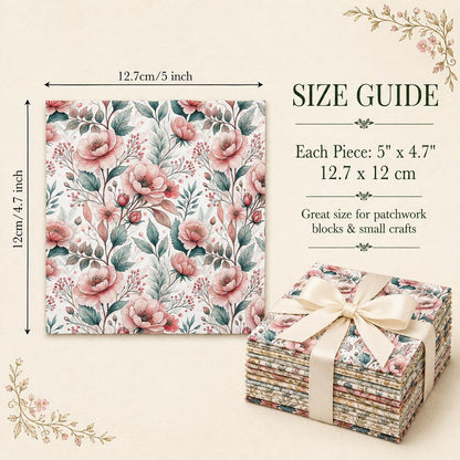 10Pc/Set Flower Series Butterfly Bowknot Fat Quarter Fabric, Pre-Cut Square Fabric Assort, Fabric Set, Craft Fabric, Handmade DIY Patchwork Fabric,Home Quilting Sewing Fabric, Packaging Fabric, Scrapbooking Craft Hobbyist