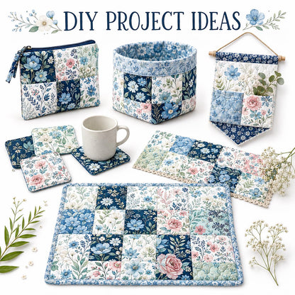 10Pc/Set Flower Series Daisy Leaves Fat Quarter Fabric, Pre-Cut Square Fabric Assort, Fabric Set, Craft Fabric, Handmade DIY Patchwork Fabric,Home Quilting Sewing Fabric, Packaging Fabric, Scrapbooking Craft Hobbyist