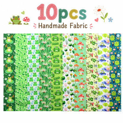 10Pc/Set, Making 10 Images 1pc Each, Each Size: 6.3*50cm Frog Animal Series Sliced Fabric Set Style Combination, Polyester Jelly Roll Fabric Strips, Pre-Cut Quilting Squares, For Quilting DIY, Handicrafts And Sewing, Blankets, Rugs, Interior Decoration, H