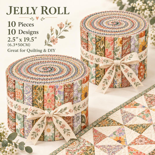 10pcs Vintage Floral Pattern Jelly Roll Fabric Strips 2.5X19.7inch Pre-Cut 100% Polyester For Patchwork Quilts, Table Runners, Placemats, Tote Bags, Storage Pouches, Makeup Bags, Coasters, Quilt Blocks & Binding