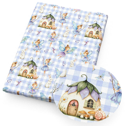 plaid grid rabbit bunny girl bird mushroom wings snails fabric