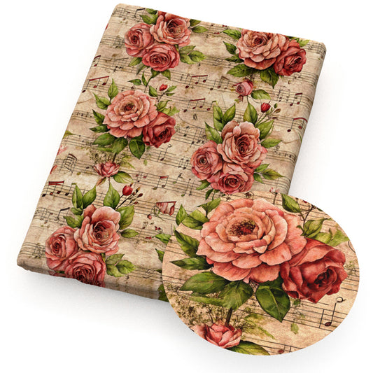 newspaper obsolescence flowerfloral music notes fabric