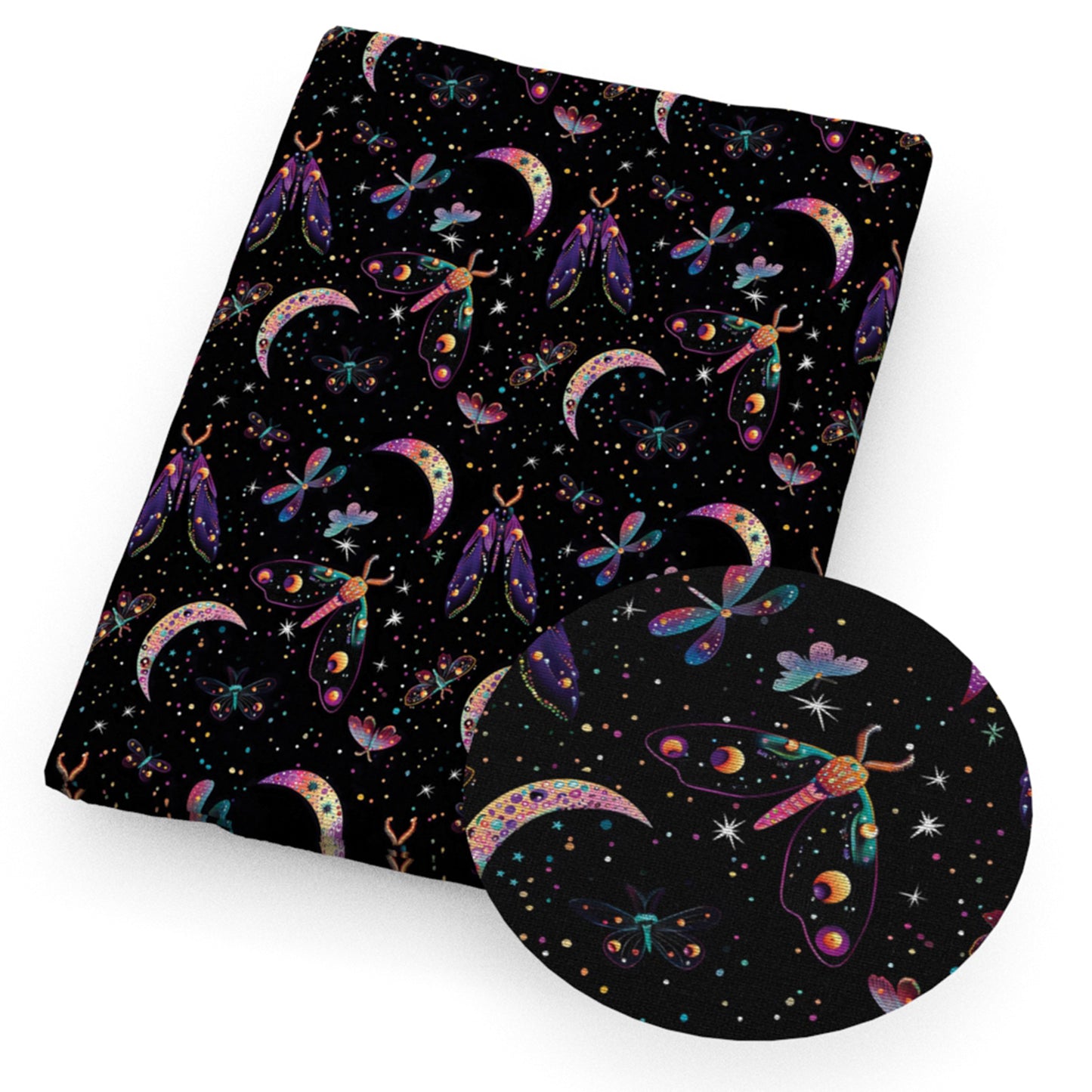 moon dots spot dragonfly butterfly insect fabric