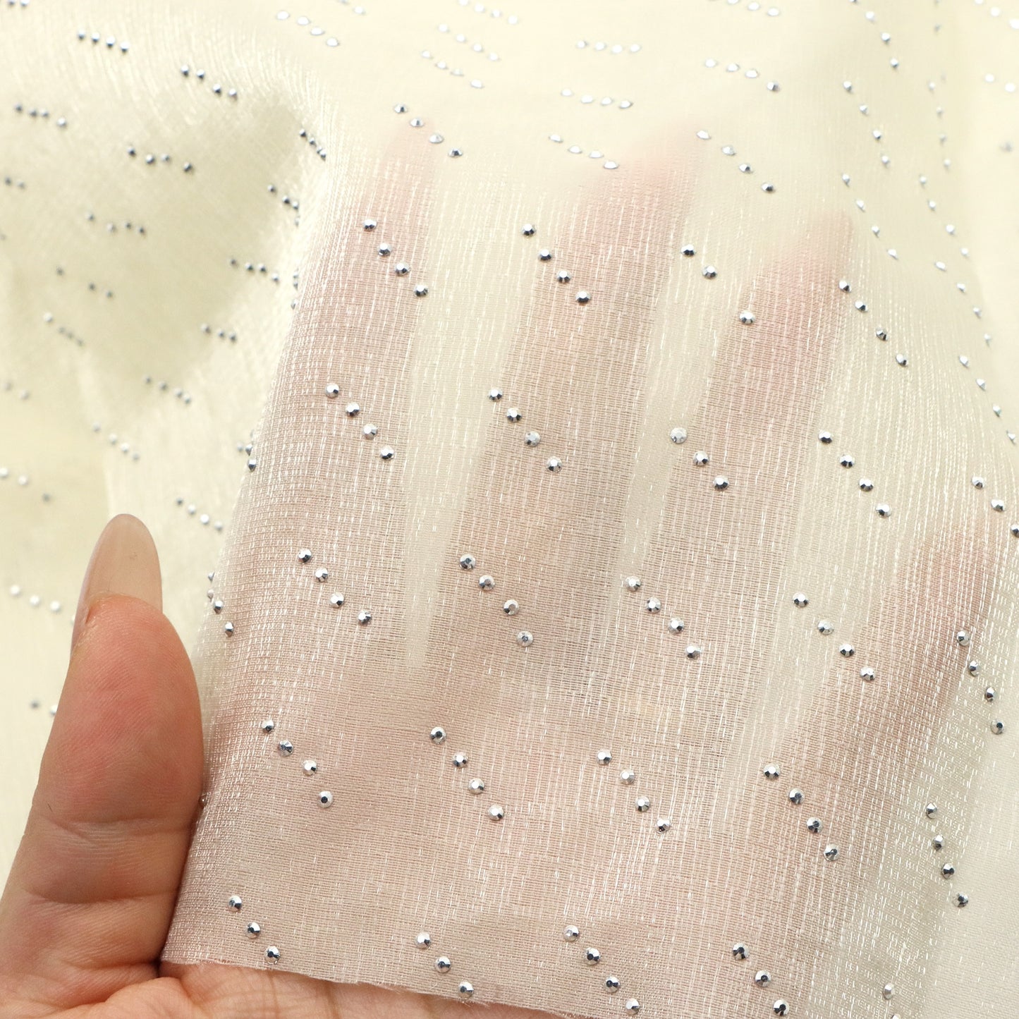 1Pc 59x19.68inch(150x50cm) Sparkly dot Width Chiffon Fabric Soft Fabric For Dress Lining Cloth Material Wedding Sewing Production