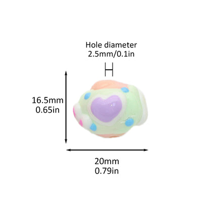 5Pcs Festive Love Heart Acrylic Beads Loose Spacer Beads for DIY Jewelry Making Accessories DIY Bracelet Necklace Chain Earrings Charm Bangle Decors Craft Pen Supplies