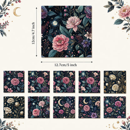 10Pc/Set Flower Black Series Fat Quarter Fabric, Pre-Cut Square Fabric Assort, Fabric Set, Craft Fabric, Handmade DIY Patchwork Fabric,Home Quilting Sewing Fabric, Packaging Fabric, Scrapbooking Craft Hobbyist