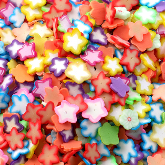 50g/Pack Polymer Clay Slices - Star Leaves Shaped,Mixed Colors,Unscented - Slime Charms for Resin, Lip Gloss DIY, Nail Art & Crafts