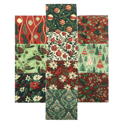 10Pc/Set Christmas Series Flower Tree Pinecones Star Fat Quarter Fabric, Pre-Cut Square Fabric Assort, Fabric Set, Craft Fabric, Handmade DIY Patchwork Fabric,Home Quilting Sewing Fabric, Packaging Fabric, Scrapbooking Craft Hobbyist
