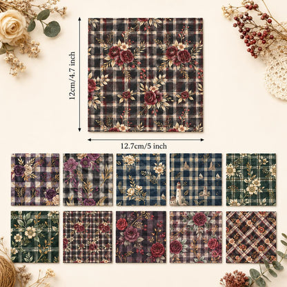 10Pc/Set Flower Plaid Series Fat Quarter Fabric, Pre-Cut Square Fabric Assort, Fabric Set, Craft Fabric, Handmade DIY Patchwork Fabric,Home Quilting Sewing Fabric, Packaging Fabric, Scrapbooking Craft Hobbyist