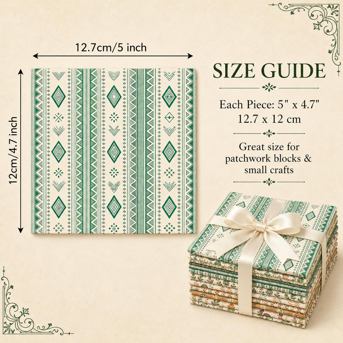 10pcs Charm Pack Set Geometric Fox Grass Pattern Vintage Style Handmade DIY with Rich Color and Texture Elements 100% Polyester Patchwork in 10 Design Styles Suitable for Patchwork DIY Craft Projects DIY Wallet Making Gift Giving Bag Making Mother's Day G