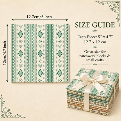 10pcs Charm Pack Set Geometric Fox Grass Pattern Vintage Style Handmade DIY with Rich Color and Texture Elements 100% Polyester Patchwork in 10 Design Styles Suitable for Patchwork DIY Craft Projects DIY Wallet Making Gift Giving Bag Making Mother's Day G