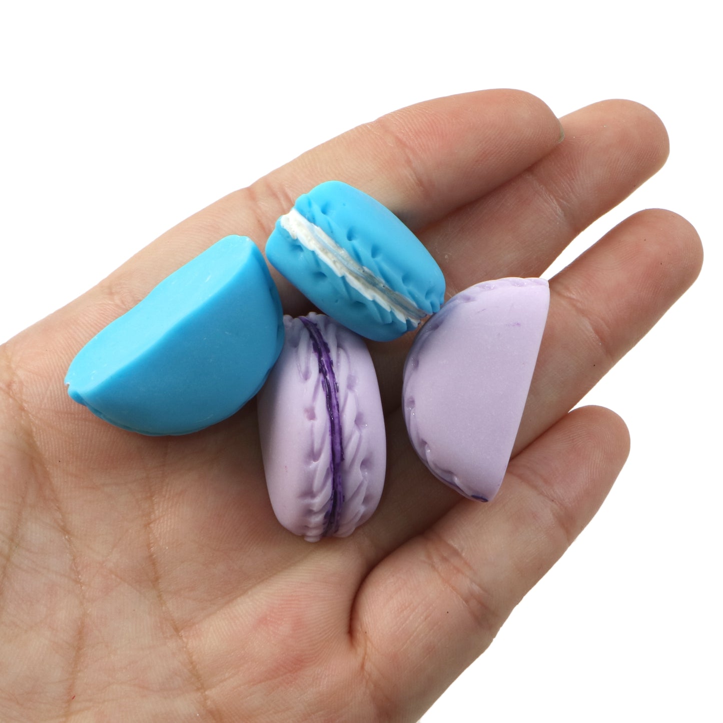 2Pcs Half Round Miniature Macaroon Decorations, Assorted Colors, Plastic & Resin - Scrapbooking Embellishments, Flatback Cabochon Crafts, Universal Holiday Party Supplies, Non-Electrical DIY Accessories