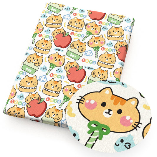 cat apple fabric