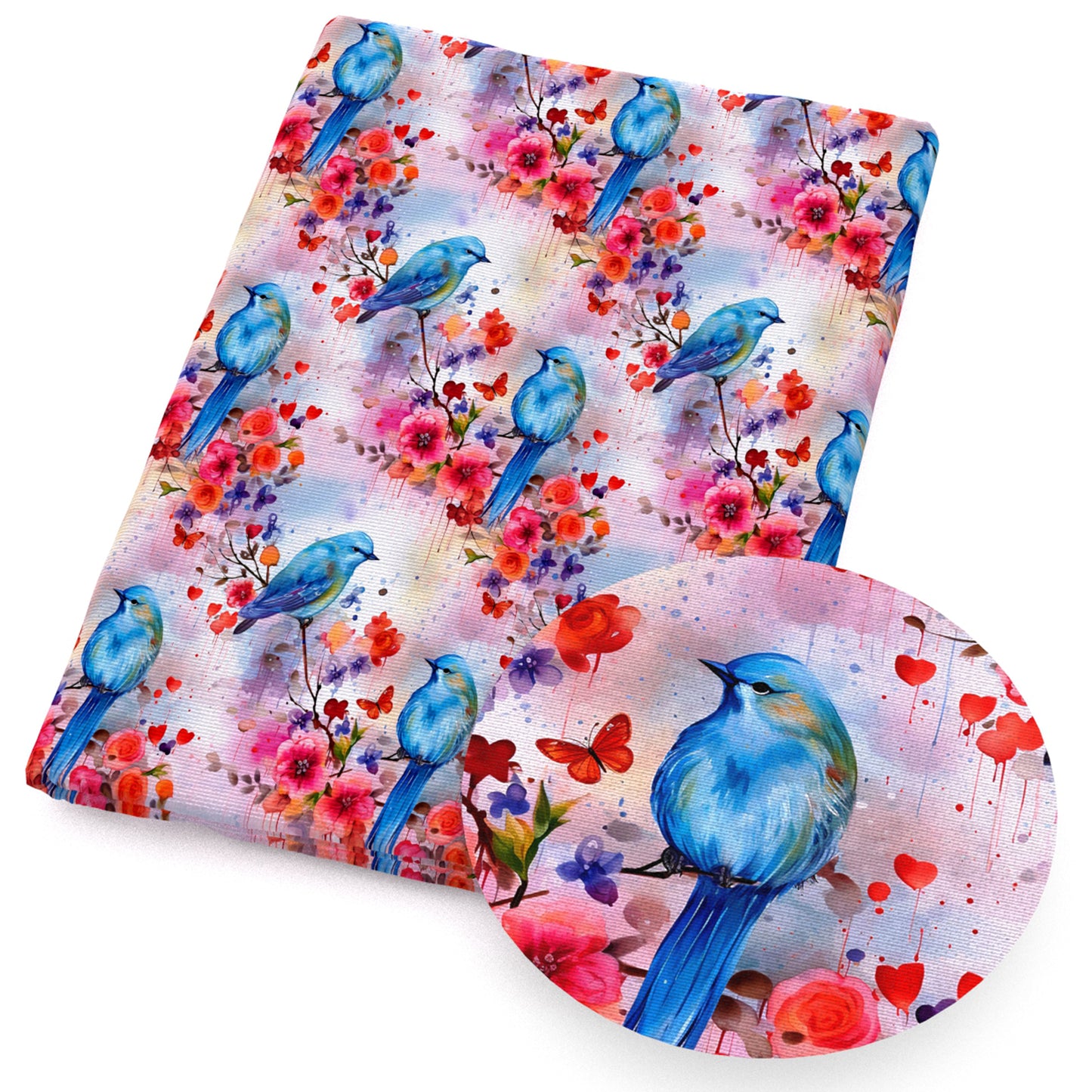 flowerfloral bird color series butterfly heart love valentine's day fabric
