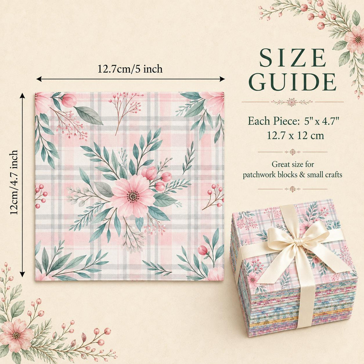 10Pc/Set Flower Plaid Christmas Series Star Fat Quarter Fabric, Pre-Cut Square Fabric Assort, Fabric Set, Craft Fabric, Handmade DIY Patchwork Fabric,Home Quilting Sewing Fabric, Packaging Fabric, Scrapbooking Craft Hobbyist