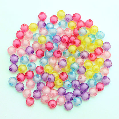 10Pcs Mix Color Acrylic Transparent Hexagonal Beads Imitation Crystal Beads Loose Beads Diy Handmade Beaded Mobile Phone Chain Bracelet Necklace Making Jewelry Accessories
