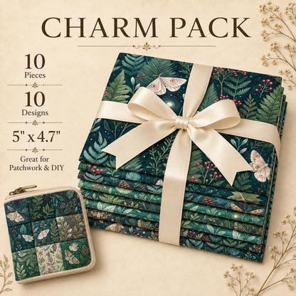 10pcs Charm Pack Set Green Holly Christmas Pattern Vintage Style Pattern Handmade DIY with Rich Color and Texture Elements 100% Polyester Patchwork in 10 Design Styles Suitable for Patchwork DIY Craft Projects DIY Wallet Making Gift Giving Bag Making Moth