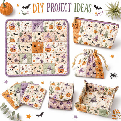 10pcs Charm Pack Set Halloween Pumpkin Ghost Holly Snow Pattern Vintage Style Handmade DIY with Rich Color and Texture Elements 100% Polyester Patchwork in 10 Design Styles Suitable for Patchwork DIY Craft Projects DIY Wallet Making Gift Giving Bag Making
