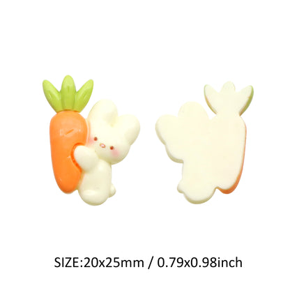 10Pcs Miniature Resin Rabbit Bunny Carrot Shaped Acrylic Charms Beads,3D Flatback Resin Cabochons for DIY Jewelry Making, Earrings, Bracelets, Keychains & Crafts - Perfect for Phone Cases, Water Bottles & Hair Accessories,Easter Decorations
