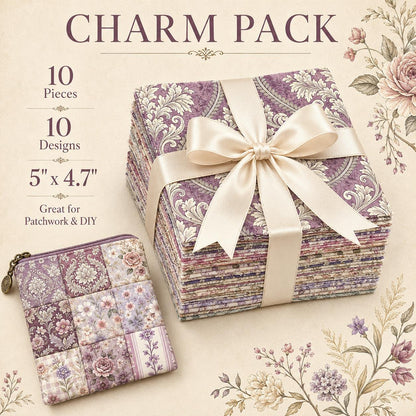 10Pc/Set Flower Purple Series Stripe Plaid Fat Quarter Fabric, Pre-Cut Square Fabric Assort, Fabric Set, Craft Fabric, Handmade DIY Patchwork Fabric,Home Quilting Sewing Fabric, Packaging Fabric, Scrapbooking Craft Hobbyist