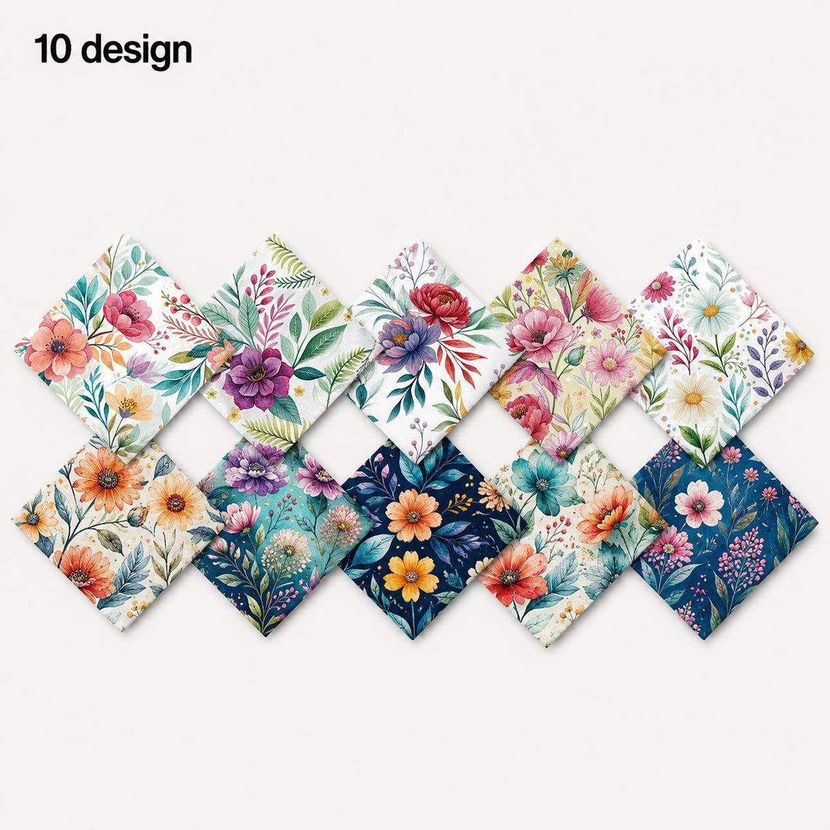 10Pc/Set Flower Series Fat Quarter Fabric, Pre-Cut Square Fabric Assort, Fabric Set, Craft Fabric, Handmade DIY Patchwork Fabric,Home Quilting Sewing Fabric, Packaging Fabric, Scrapbooking Craft Hobbyist