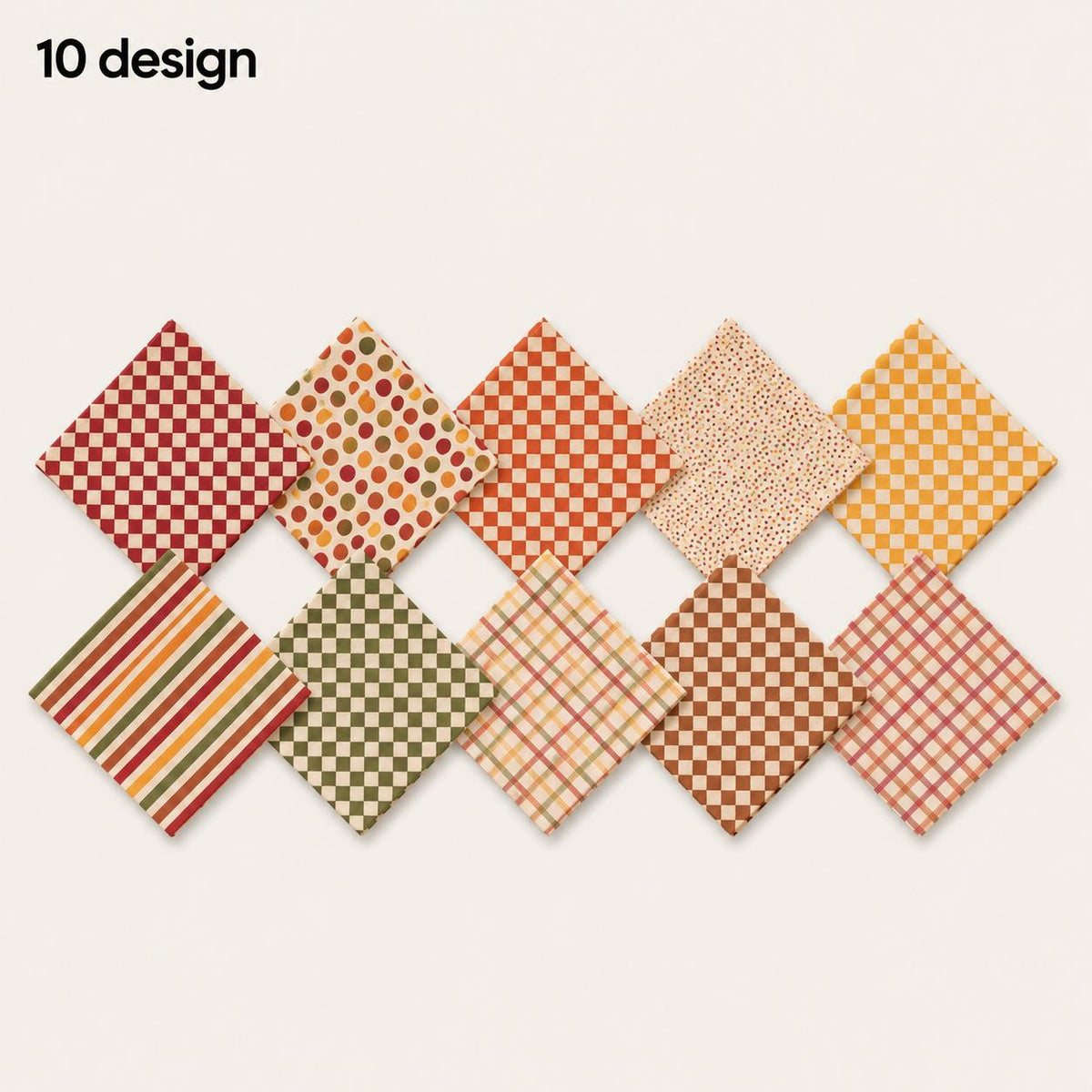 10Pc/Set Autumn Series Dot Plaid Stripe Fat Quarter Fabric, Pre-Cut Square Fabric Assort, Fabric Set, Craft Fabric, Handmade DIY Patchwork Fabric,Home Quilting Sewing Fabric, Packaging Fabric, Scrapbooking Craft Hobbyist