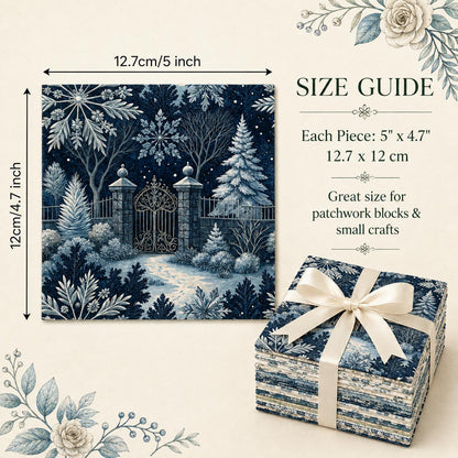 10Pc/Set Christmas Flower Blue Series Bird Leaves House Fat Quarter Fabric, Pre-Cut Square Fabric Assort, Fabric Set, Craft Fabric, Handmade DIY Patchwork Fabric,Home Quilting Sewing Fabric, Packaging Fabric, Scrapbooking Craft Hobbyist