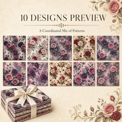 10pcs Charm Pack Set Floral Vintage Style Pattern Handmade DIY with Rich Color and Texture Elements 100% Polyester Patchwork in 10 Design Styles Suitable for Patchwork DIY Craft Projects DIY Wallet Making Gift Giving Bag Making Mother's Day Gift