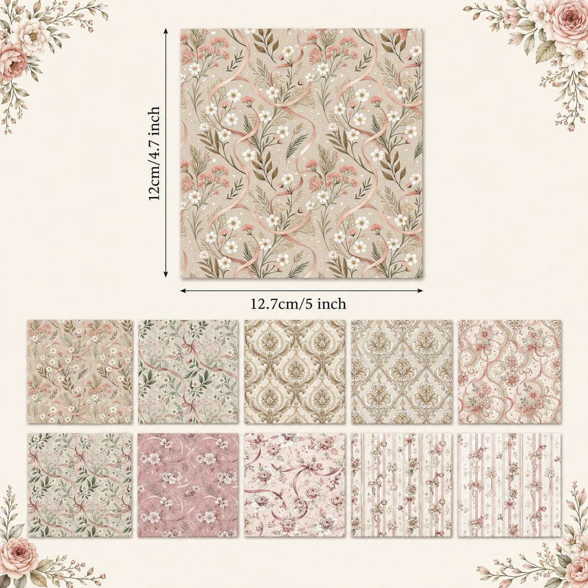 10Pc/Set Flower Bowknot Stripe Series Fat Quarter Fabric, Pre-Cut Square Fabric Assort, Fabric Set, Craft Fabric, Handmade DIY Patchwork Fabric,Home Quilting Sewing Fabric, Packaging Fabric, Scrapbooking Craft Hobbyist