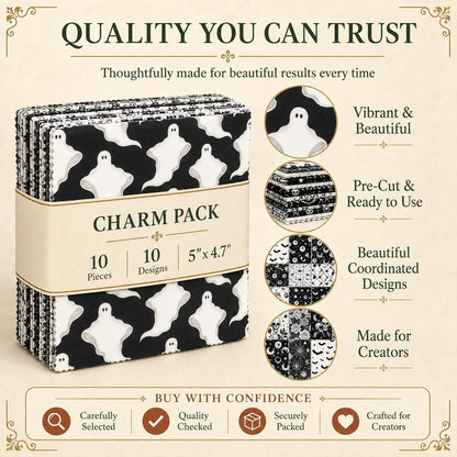 10Pc/Set Halloween Series Skull Moon Bat Fat Quarter Fabric, Pre-Cut Square Fabric Assort, Fabric Set, Craft Fabric, Handmade DIY Patchwork Fabric,Home Quilting Sewing Fabric, Packaging Fabric, Scrapbooking Craft Hobbyist
