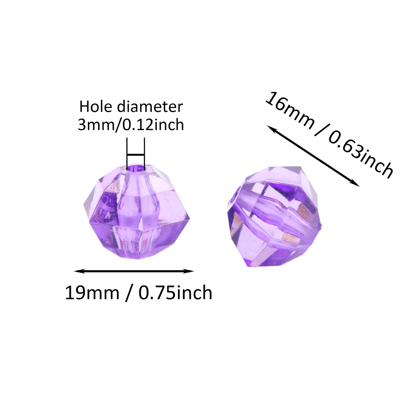 20Pcs Acrylic Transparent Hexagonal Beads Imitation Crystal Beads Loose Beads Diy Handmade Beaded Mobile Phone Chain Bracelet Necklace Making Jewelry Accessories