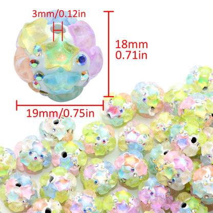 1Pc Rhinestone Faux Crystal Beads Transparent Star Shaped Loose Spacer Beads with Hole for Jewelry Making DIY Costumes Accessories Bracelet Necklace Chain Earrings Charm Bangle Decors Craft Supplies