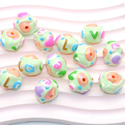 5Pcs Festive Love Heart Acrylic Beads Loose Spacer Beads for DIY Jewelry Making Accessories DIY Bracelet Necklace Chain Earrings Charm Bangle Decors Craft Pen Supplies