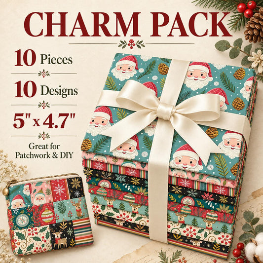 10Pc/Set Christmas Series Flower Stripe Plaid Deer Santa Claus Holly Pinecones Fat Quarter Fabric, Pre-Cut Square Fabric Assort, Fabric Set, Craft Fabric, Handmade DIY Patchwork Fabric,Home Quilting Sewing Fabric, Packaging Fabric, Scrapbooking Craft Hobb