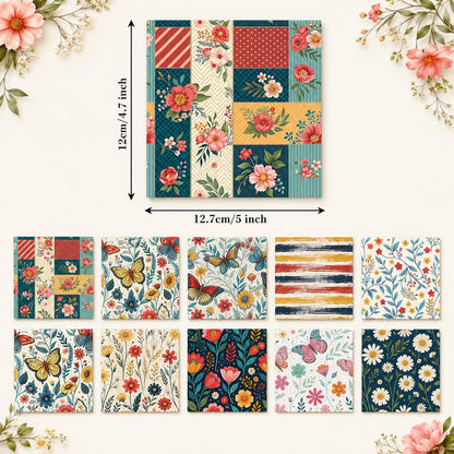 10Pc/Set Flower Series Dot Butterfly Plaid Fat Quarter Fabric, Pre-Cut Square Fabric Assort, Fabric Set, Craft Fabric, Handmade DIY Patchwork Fabric,Home Quilting Sewing Fabric, Packaging Fabric, Scrapbooking Craft Hobbyist