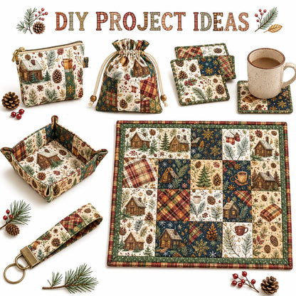 10Pc/Set Christmas Series Cup Tree House Coffee Plaid Fat Quarter Fabric, Pre-Cut Square Fabric Assort, Fabric Set, Craft Fabric, Handmade DIY Patchwork Fabric,Home Quilting Sewing Fabric, Packaging Fabric, Scrapbooking Craft Hobbyist