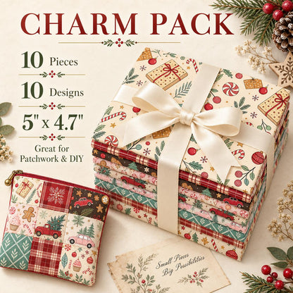 10Pc/Set Christmas Series Plaid Car Cake Tree Gift Crutch Fat Quarter Fabric, Pre-Cut Square Fabric Assort, Fabric Set, Craft Fabric, Handmade DIY Patchwork Fabric,Home Quilting Sewing Fabric, Packaging Fabric, Scrapbooking Craft Hobbyist
